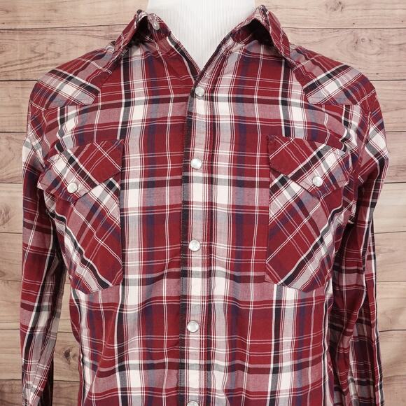 HIGH NOON RED PLAID PEARL SNAP BUTTON DOWN WESTERN SHIRT MENS TL LT TALL - Picture 1 of 6